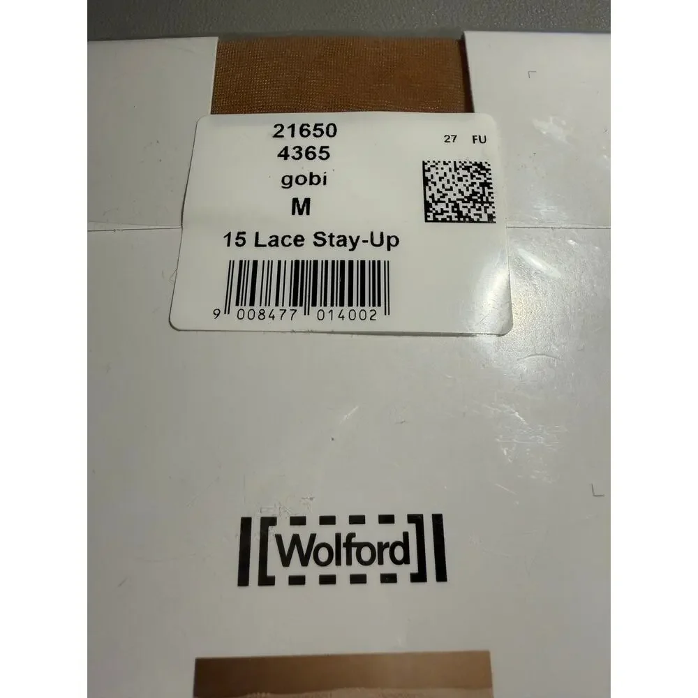Wolford 15 Lace Stay-Up Thigh High Stockings Gobi Nude M NIB